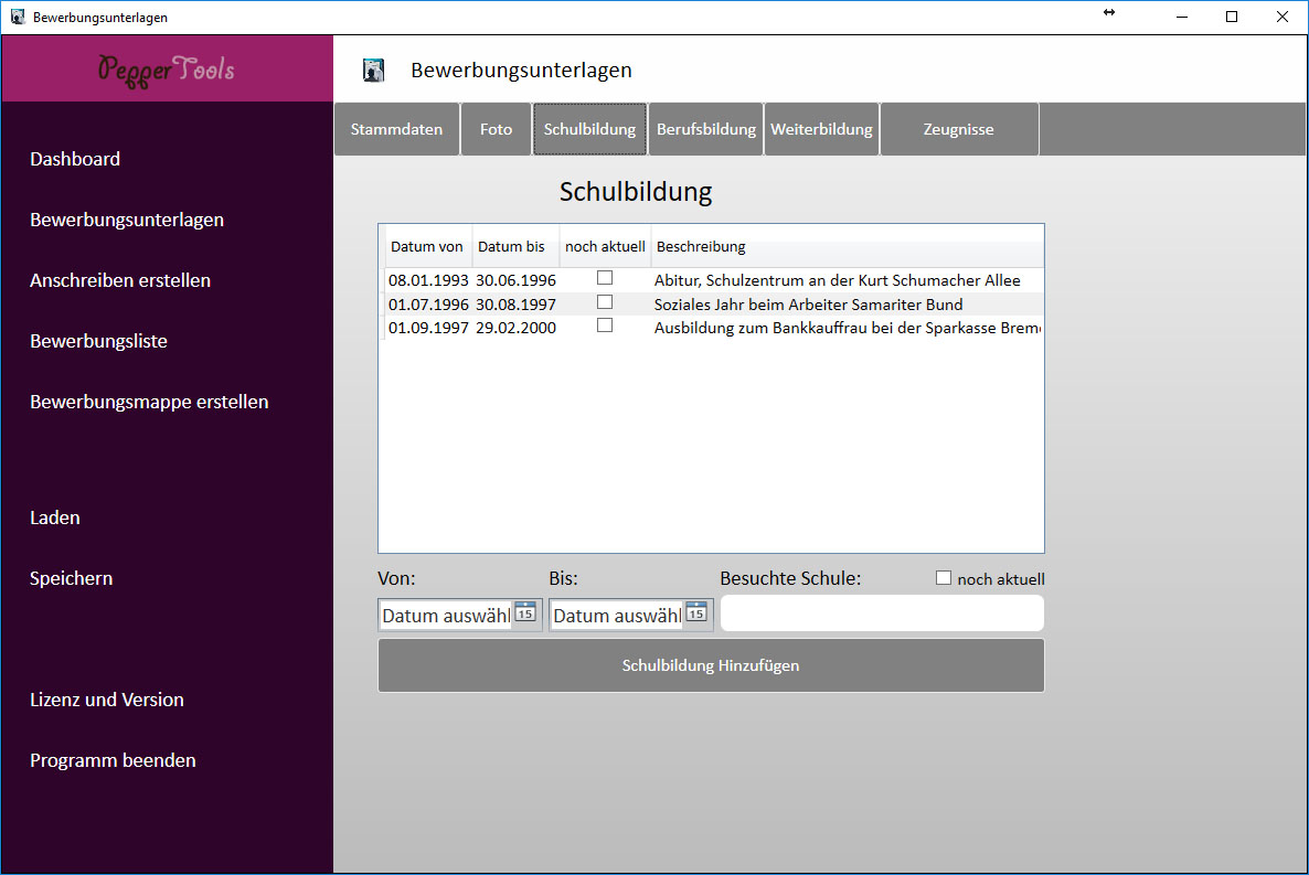 Software zum Schreiben von Bewerbungen